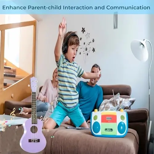 Kids Guitar Acoustic, Jakeloo 21 Inch Carbon Fibre Ukulele Toddler Acoustic Guitar Toy Guitar Child Guitar Musical Toy Kids Instruments Ideal for 3-9 Year Old Boys Girls Gifts (Purple) - 3