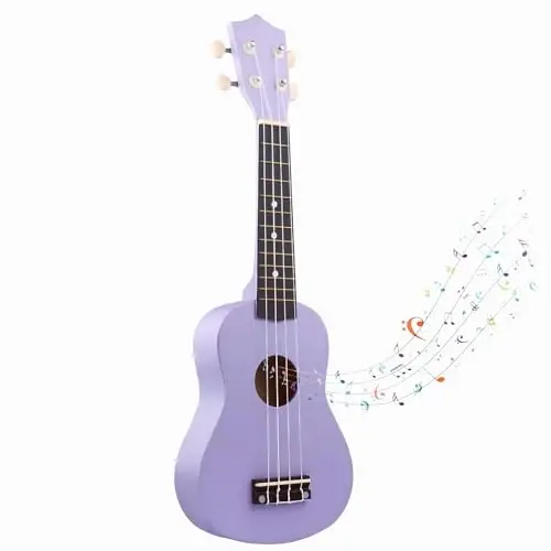 Kids Guitar Acoustic, Jakeloo 21 Inch Carbon Fibre Ukulele Toddler Acoustic Guitar Toy Guitar Child Guitar Musical Toy Kids Instruments Ideal for 3-9 Year Old Boys Girls Gifts (Purple) - JAKELOO