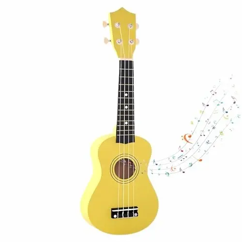 Kids Guitar Acoustic, Jakeloo 21 Inch Wooden Acoustic Guitar for Toddler Guitar Toy Childrens Guitar Musical Toy Instruments Ideal for 3-9 Year Old Boys Girls Gifts (Yellow) - 21