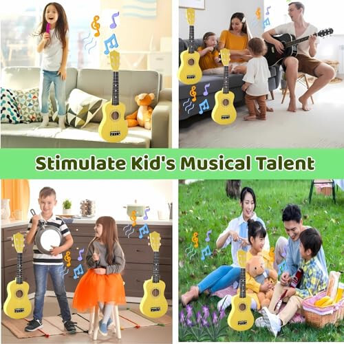 Kids Guitar Acoustic, Jakeloo 21 Inch Wooden Acoustic Guitar for Toddler Guitar Toy Childrens Guitar Musical Toy Instruments Ideal for 3-9 Year Old Boys Girls Gifts (Yellow) - 5