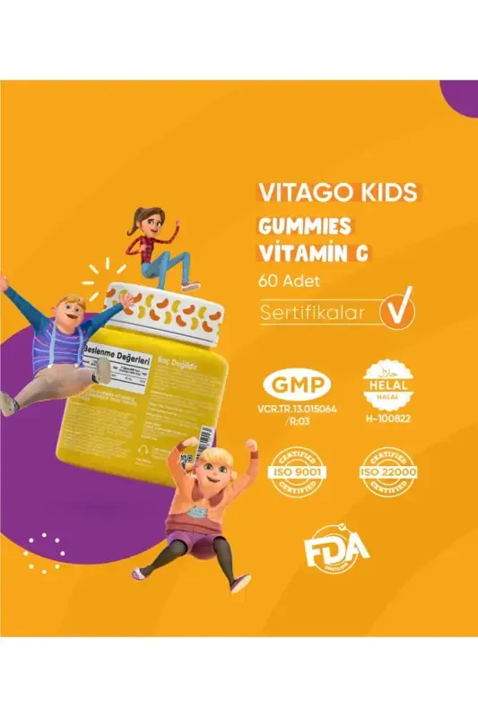 Kids Gummies Vitamin C 60 Count Chewable Gummy Jel - 3