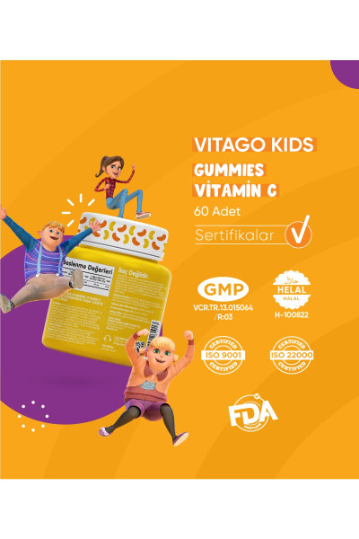 Kids Gummies Vitamin C 60 Count Chewable Gummy Jel - 9