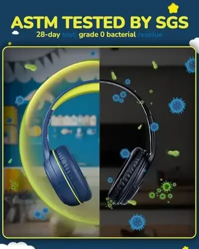 Kids Headphones Wired Toddler Headphones with Microphone - Over-Ear Headphones, 85/94dB Volume-Limiting, 3.5mm Jack Foldable On-Ear Design, Safe Comfortable for Boys Girls Learning Entertainment Black - 4