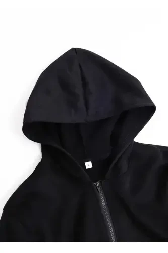 Kids Hooded Boy-Girl Bunnies Printed Black Zipper Cardigan-mdl1 - 4