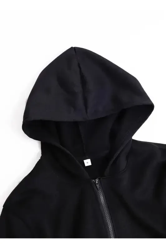 Kids Hooded Boy-Girl Bunnies Printed Black Zipper Cardigan-mdl1 - 4