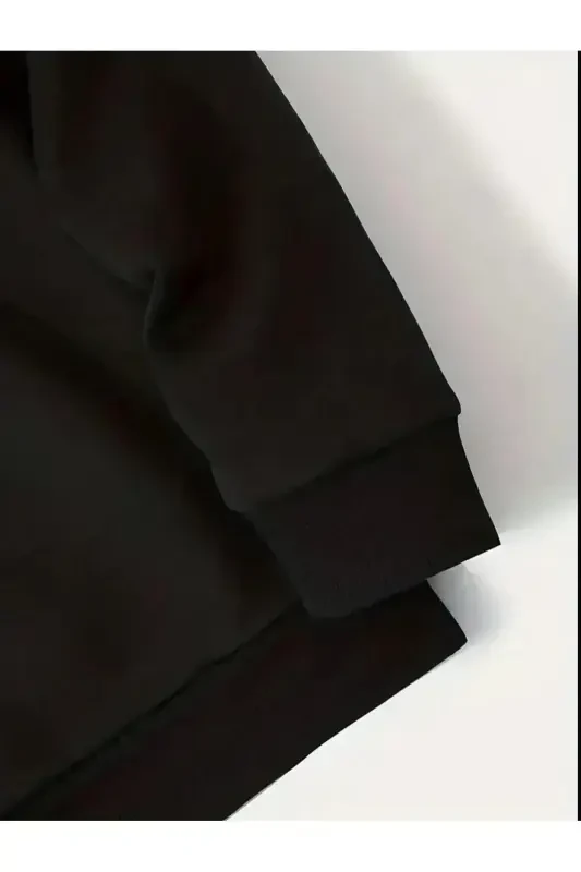 Kids Hooded Boy-Girl Bunnies Printed Black Zipper Cardigan-mdl1 - 8