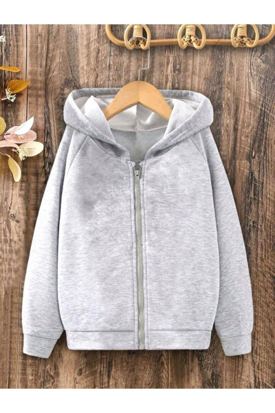 Kids Hooded Unisex Spirit Spider Print GRAY Zippered Sweatshirt - 2