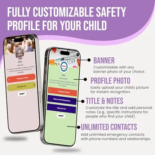 Kids ID Bracelet, Fitted NFC Safety Wristband, Waterproof Slip-On ID Band | Waterproof silicone; not GPS; wrist or ankle wear; ideal for theme parks, travel & beaches; slip-on fit - 4