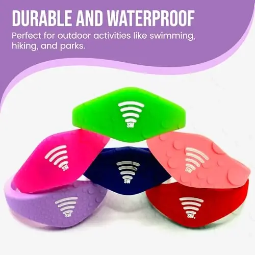 Kids ID Bracelet, Fitted NFC Safety Wristband, Waterproof Slip-On ID Band | Waterproof silicone; not GPS; wrist or ankle wear; ideal for theme parks, travel & beaches; slip-on fit - 6