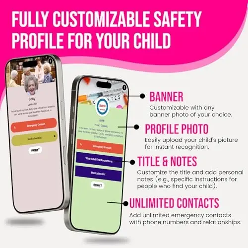 Kids ID Bracelet, Fitted NFC Safety Wristband, Waterproof Slip-On ID Band | Waterproof silicone; not GPS; wrist or ankle wear; ideal for theme parks, travel & beaches; slip-on fit - 4
