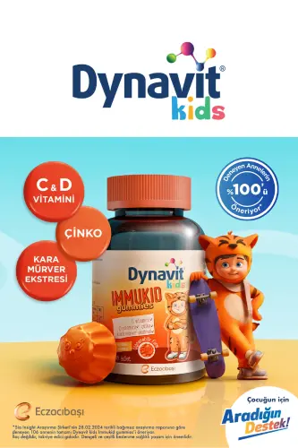 Kids İmmukid Gummies 60 Count Orange Flavored Chewable - DYNAVIT (1)