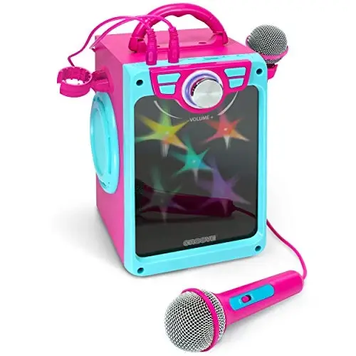 Kids Karaoke Machine for Girls - Pink Portable Karaoke Speaker System Set with 2 Microphones Gift for Girl - Bluetooth/AUX/USB, Karaoke & Microphone Best Birthday Gifts for Girls Ages 8 9+ Years Old - 1
