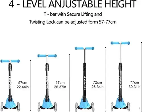 Kids Kick Scooter, 3 Wheeled Scooter for Kids, Child/Toddlers Toy, Adjustable Height, Anti-Slip Deck, Flashing Wheel Lights, for Boys/Girls 3-12 Year Old - 5