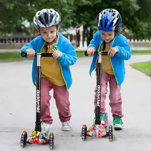 Kids Kick Scooter, 3 Wheeled Scooter for Kids, Child/Toddlers Toy, Adjustable Height, Anti-Slip Deck, Flashing Wheel Lights, for Boys/Girls 3-12 Year Old - 7