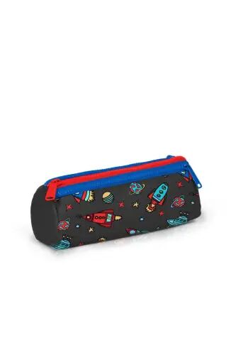 Kids Koyu Gri Kırmızı Uzay Desenli 3’lü Okul Çanta Seti SET0123469 - Koyu Gri - 7