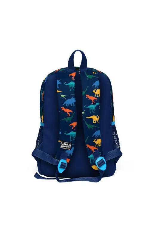 Kids Lacivert Mavi Dinazor Desenli 3’lü Okul Çanta Seti SET0123115-Lacivert ve Mavi - 4