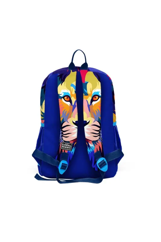 Kids Lacivert Saks Arslon Desenli 3’lü Maktab Sumkasi Seti SET0123741-Lacivert Saks - 5