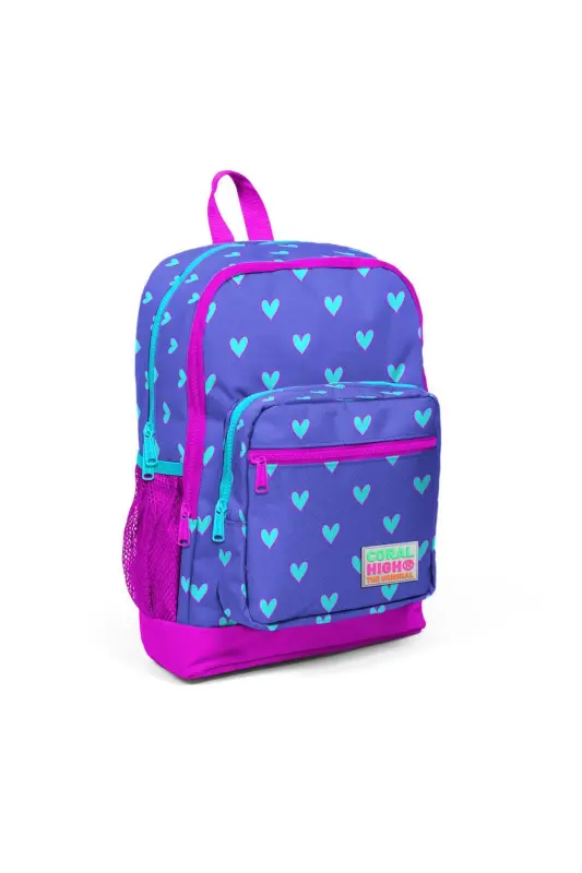 Kids Лаванда Розовый Сердечный Узор 3-Шт Школьный Рюкзак SET0123706-Сердечный Узор - 2
