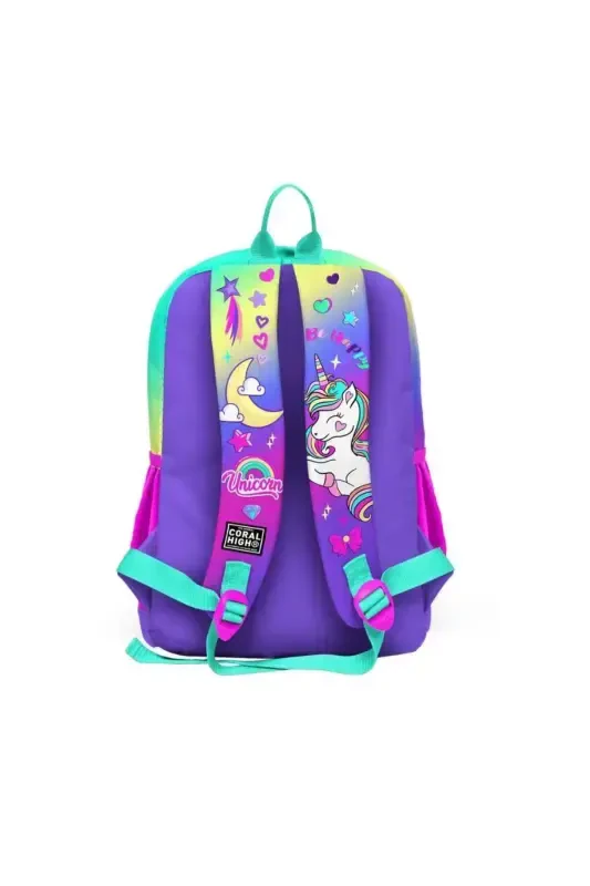Kids Lavanta Su Yasili Unicorn Naqshli 3’li Maktab Sumkasi Seti SET0123729-Lavanta Oq - 5