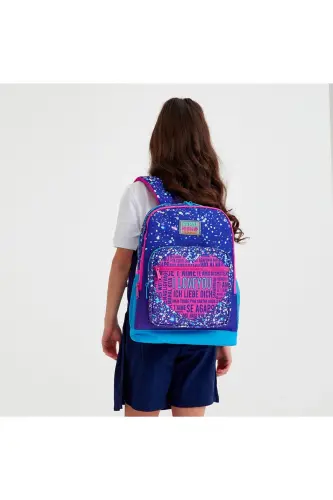 Kids Mor Mavi Pembe Kalp Desenli 3’lü Okul Çanta Seti SET0123740-Pembe Mor Mavi - 2