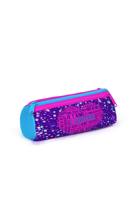 Kids Mor Moviy Pushti Yurak Naqshli 3’li Maktab Sumkasi To‘plami SET0123740-Pushti Binafsha Moviy - 7