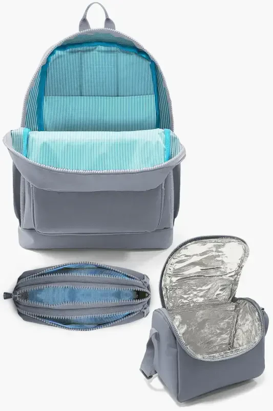 Kids Mor Pembe Kaktüs Desenli 3’lü Okul Çanta Seti SET0123108-Mor ve Koyu Pembe - 4