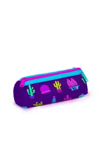 Kids Mor Pembe Kaktüs Desenli 3’lü Okul Çanta Seti SET0123108-Mor ve Koyu Pembe - 7