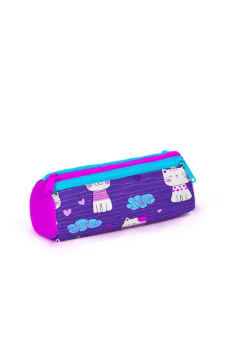 Kids Mor Pembe Kedi Desenli 3’lü Okul Çanta Seti SET0123464-Mor - 7