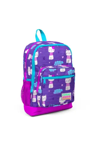 Kids Mor Pushti Mushuk Naqshli 3-ta Maktab Sumkasi To‘plami SET0123464-Mor - 2