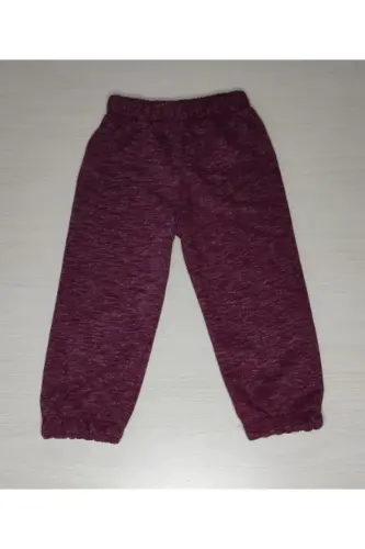 Kids Mottled Burgundy Knitted Three Thread Non-Raised Seasonal Single Sweatpants-MOTTLED BURGUNDY - 1
