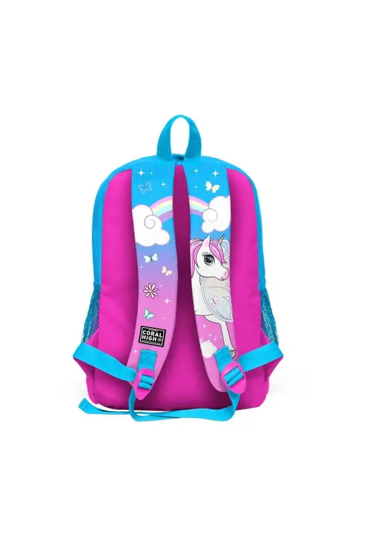 Kids Moviy Neon Pushti Unicorn naqshli 3'li maktab sumkasi to'plami SET0123711-Moviy Neon Pushti - 4