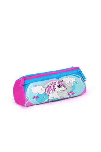Kids Moviy Neon Pushti Unicorn naqshli 3'li maktab sumkasi to'plami SET0123711-Moviy Neon Pushti - 6
