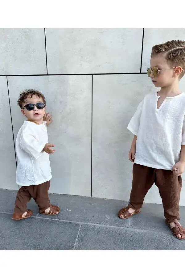 Kids Muslin Palazzo Boho Summer Outfit Loose - 3