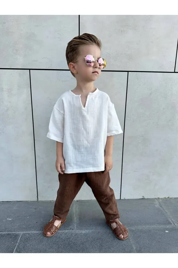 Kids Muslin Palazzo Boho Summer Outfit Loose - 6