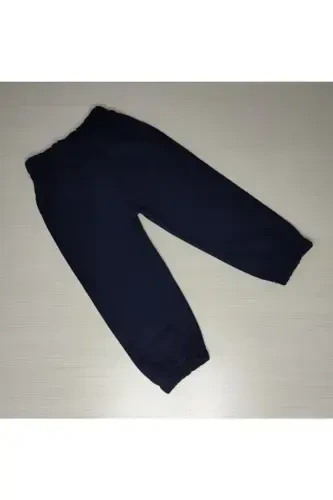 Kids Navy Blue Knitted Terry Seasonal Single Sweatpants-NAVY BLUE - 1