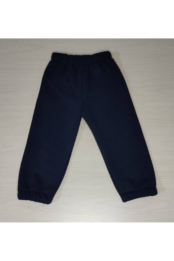 Kids Navy Cotton Three-Thread Brushed Sweatpants - 1