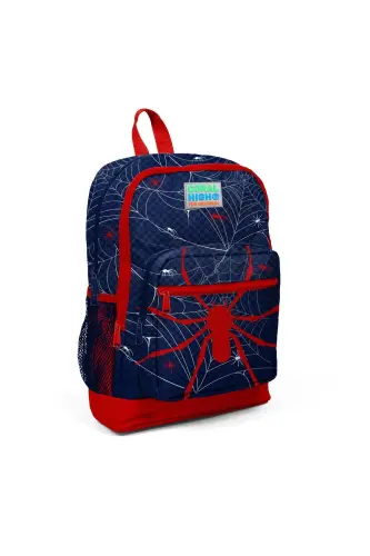Kids Navy Red Spider Patterned 3-Piece School Bag Set SET0123720-Red Navy 