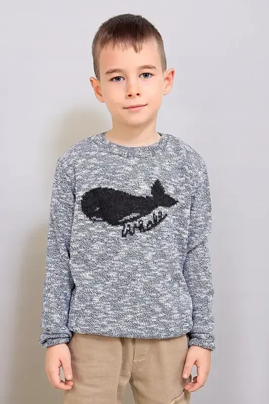 Kids Patterned Knit Sweater (C19-AG50384) - 1