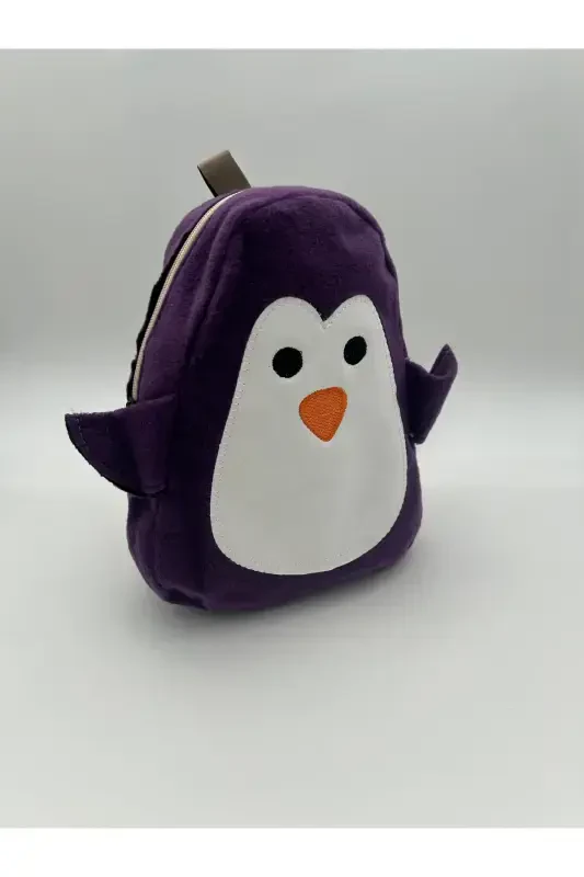 Kids Penguin Patterned Home School Nursery Backpack-purple - 1