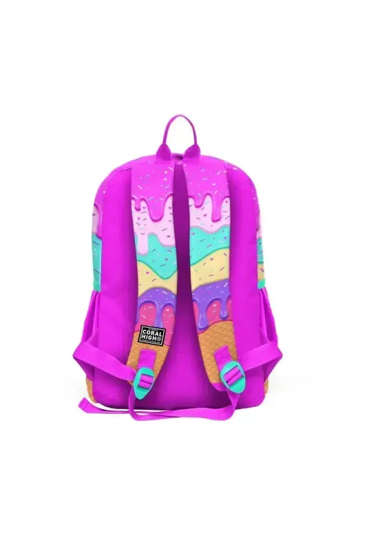 Kids Pink Colorful Ice Cream Patterned 3-Piece School Bag Set SET0123731 - 5