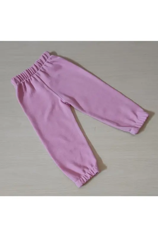 Kids Pink Knitted Selanik Seasonal Single Sweatpants-PINK - BOMENTI LIFE