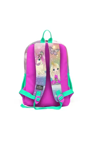 Kids Pink Teal Unicorn Girl Patterned 3-Piece School Bag Set SET0123733-Teal Yellow - 5