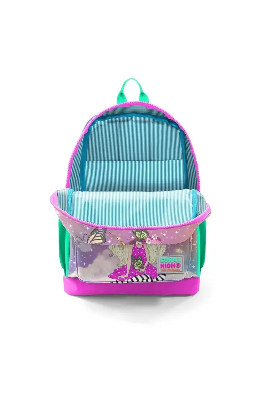 Kids Pushti Suv Yashil Unicornli Qiz Desenli 3’lü Maktab Sumkasi Seti SET0123733-Suv Yashil Sariq - 3