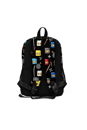 Kids Qora Ninja naqshli 3 dona maktab sumkasi to'plami SET0123473-Qora Sariq - 5