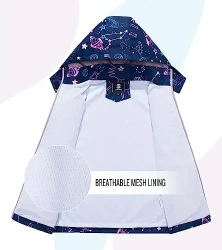 Kids Rain Jacket Waterproof Raincoat Mesh Lined Coat with Removable Hood for Boys Girls - 5