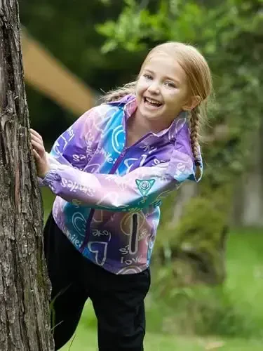 Kids Rain Jacket Waterproof Raincoat Mesh Lined Coat with Removable Hood for Boys Girls - KIDS (1)