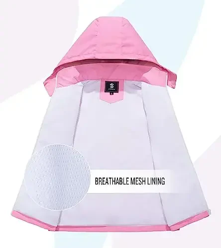 Kids Rain Jacket Waterproof Raincoat Mesh Lined Coat with Removable Hood for Boys Girls - 5