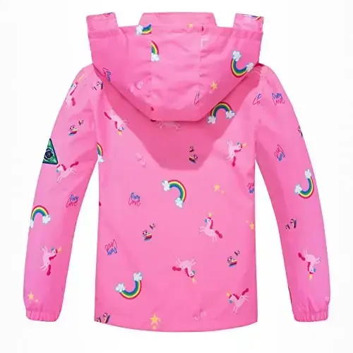 Kids Rain Jacket Waterproof Raincoat Mesh Lined Coat with Removable Hood for Boys Girls - 6