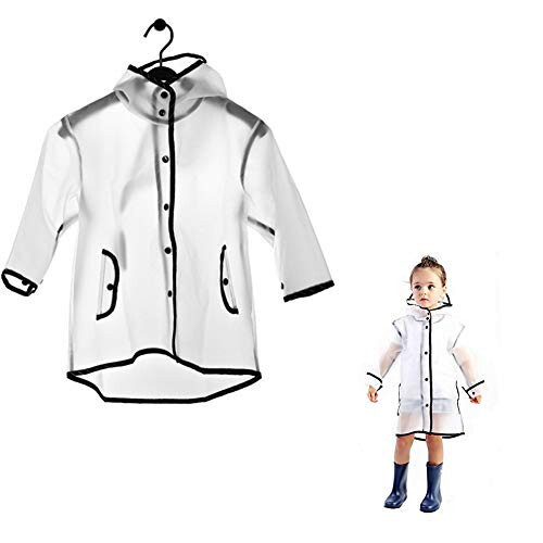 Kids Raincoat EVA Rain Poncho,Portable Hooded Poncho Jacket Rain Coat for Boys Girls Children - 1