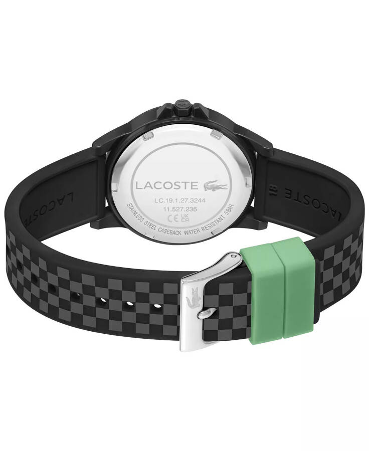 Kids Rider Black and Gray Checkered Print Silicone Strap Watch 36mm Black - 3